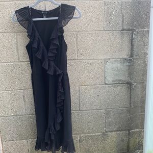White House black market, black dress with ruffles, size 8